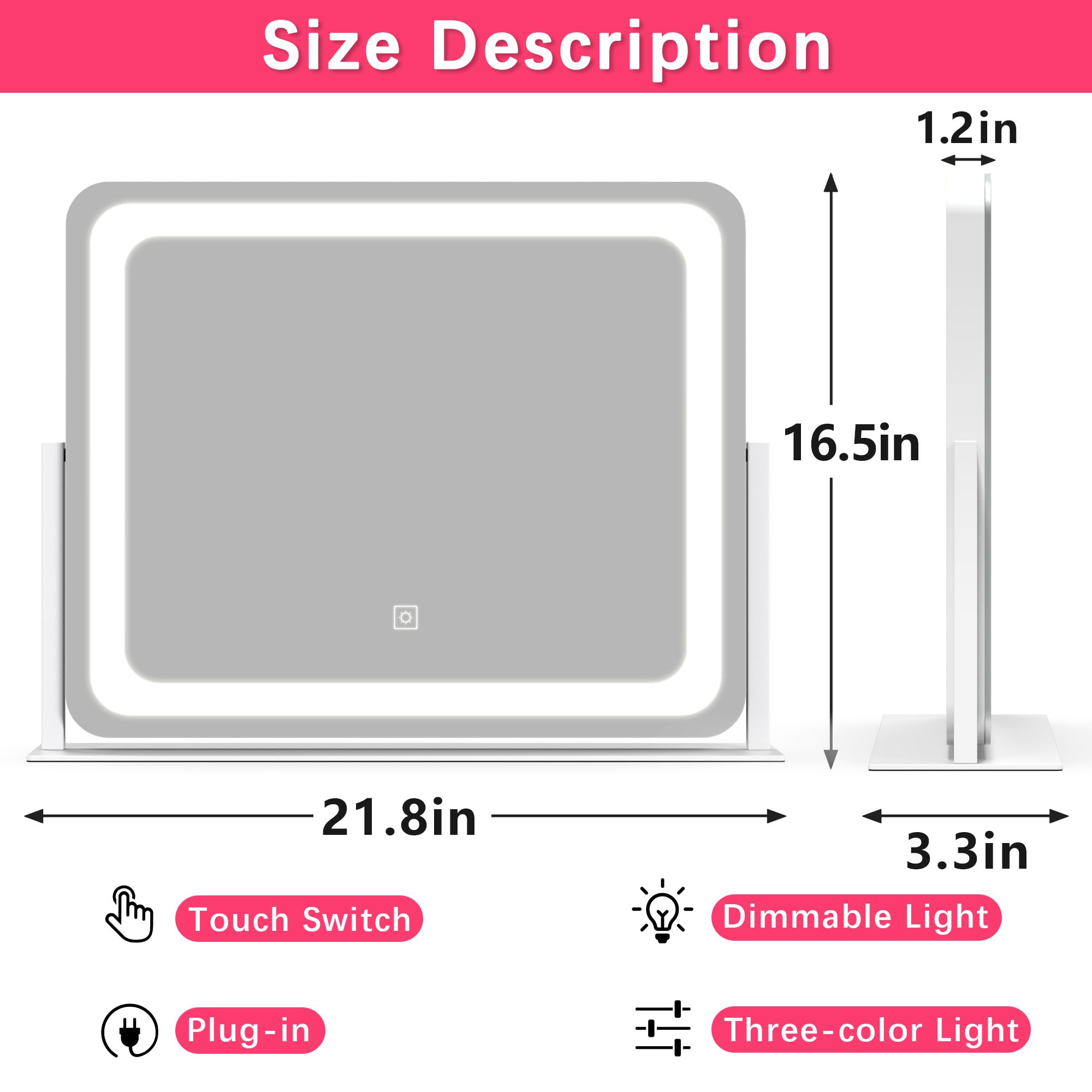 ROLOVE miroir maquillage rotation 360 degrés pour angle parfait