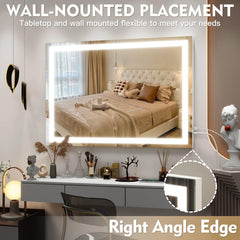 ROLOVE miroir maquillage, utilisable sur table ou fixé au mur pour gagner de l’espace.