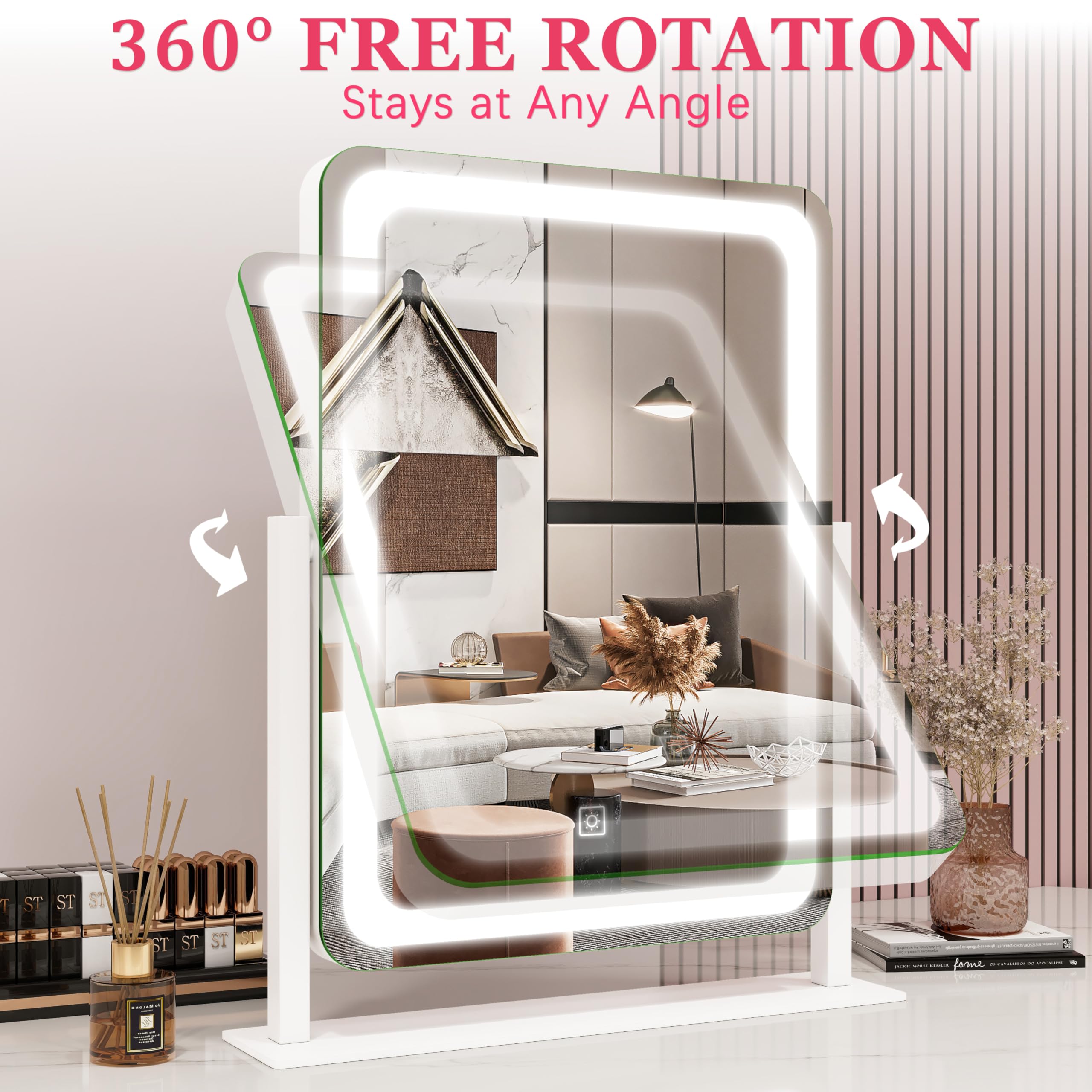 ROLOVE Miroir Vanity cadre en aluminium robuste pour une élégance durable