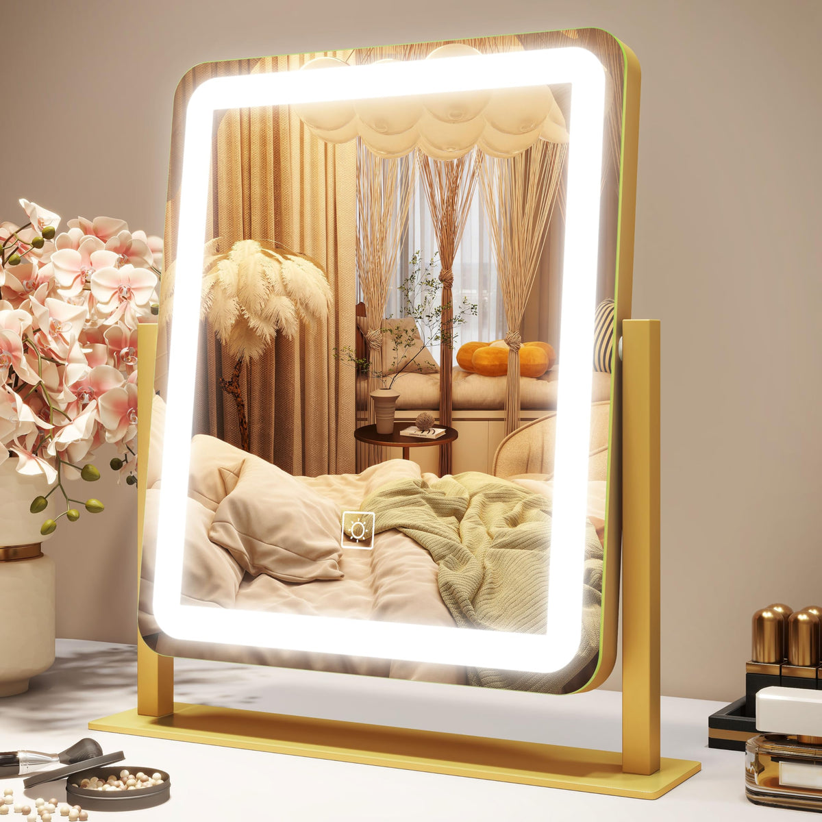ROLOVE miroir vanité avec lumière 12,6×15 pour un maquillage précis.