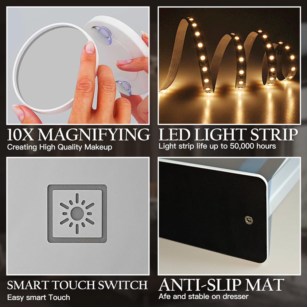 ROLOVE miroir vanité compact, idéal bureau ou dortoir pour gagner de la place.