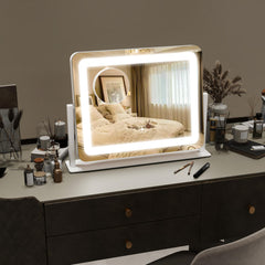 ROLOVE miroir vanité, grossissement 10x amovible pour des détails précis.