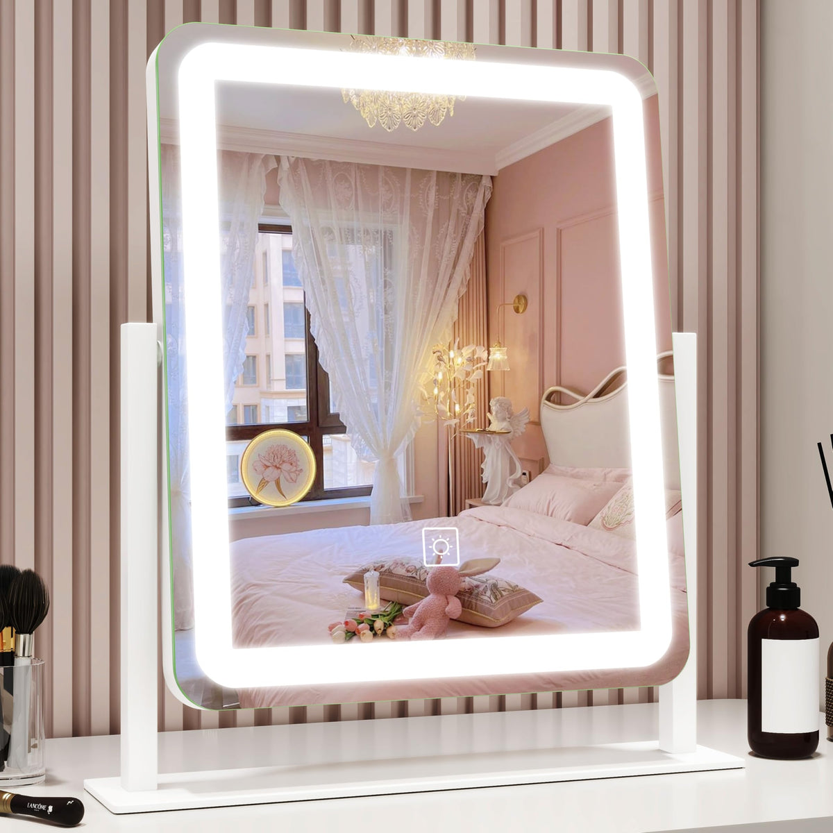 ROLOVE Miroir Vanity avec lumière : ambiance lumineuse pour un maquillage précis sur visage
