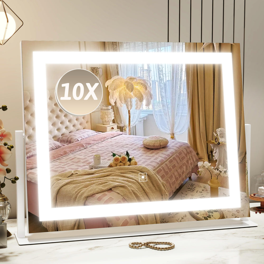 ROLOVE Miroir vanité avec lumières : vue visage complète pour un maquillage précis.