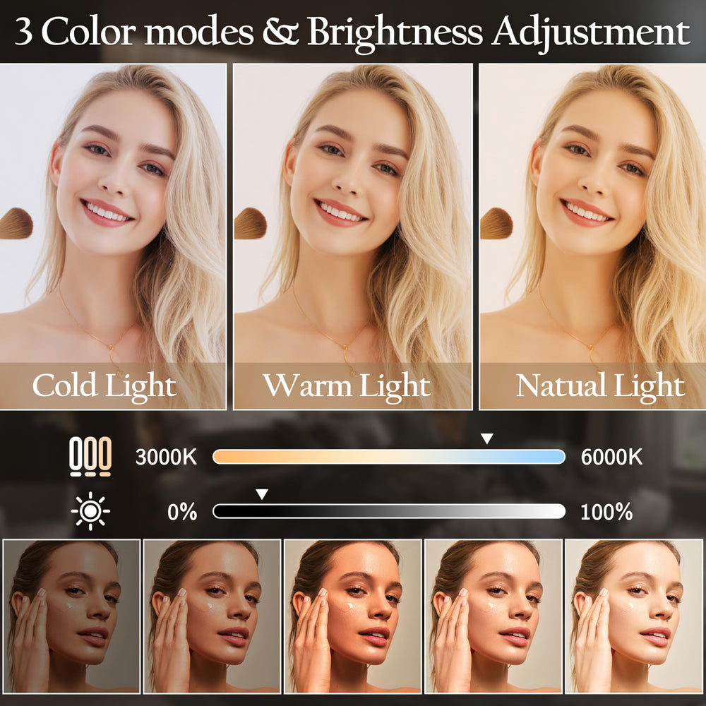 ROLOVE miroir vanité lumières led 3 couleurs, ambiance adaptée pour tout moment.