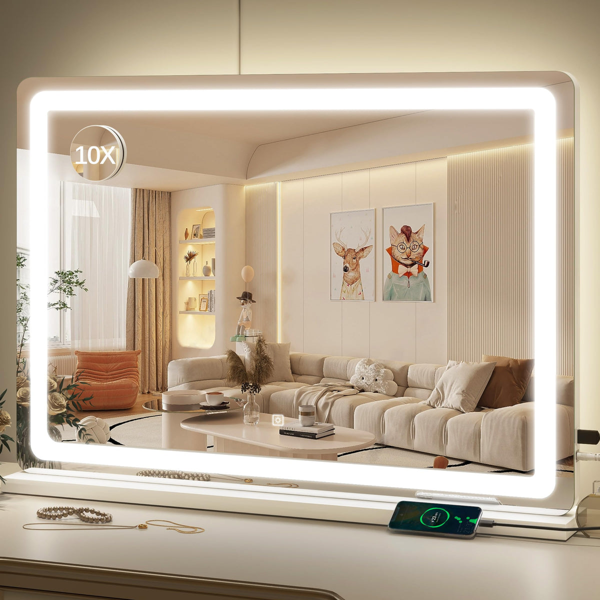ROLOVE miroir vanité lumineux 32x22 pour un rendu maquillage clair et précis