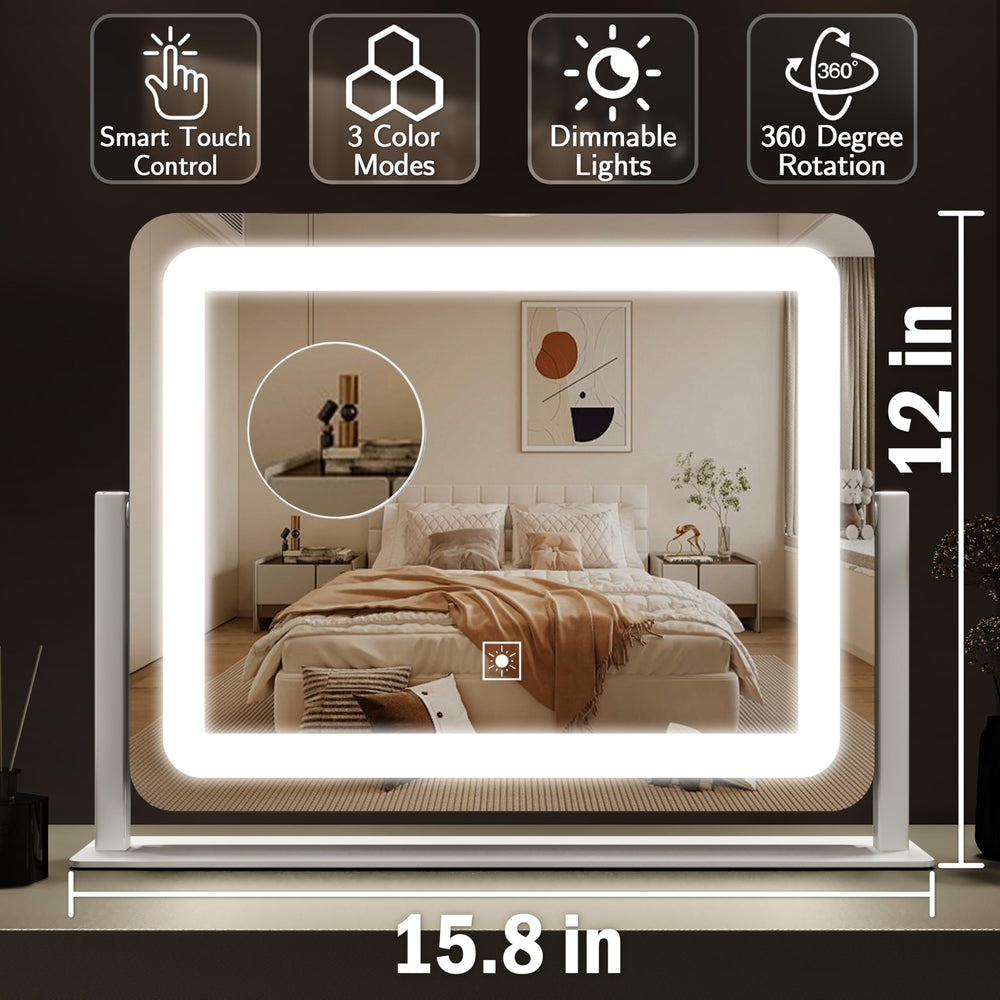 ROLOVE miroir vanité rotation 360 degres, angle flexible pour cadrage facile.