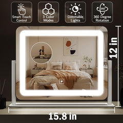 ROLOVE miroir vanité rotation 360 degres, angle flexible pour cadrage facile.