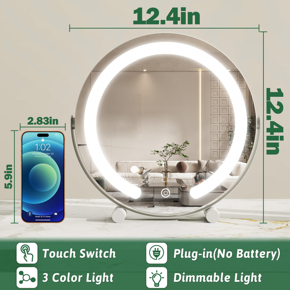 Rotation 360 roLOVE, miroir stable idéal sur bureau ou coiffeuse.