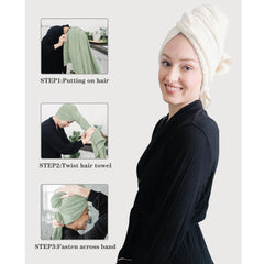 ROLSHOL turban cheveux microfibre avec bande elastique fixation sans glisse