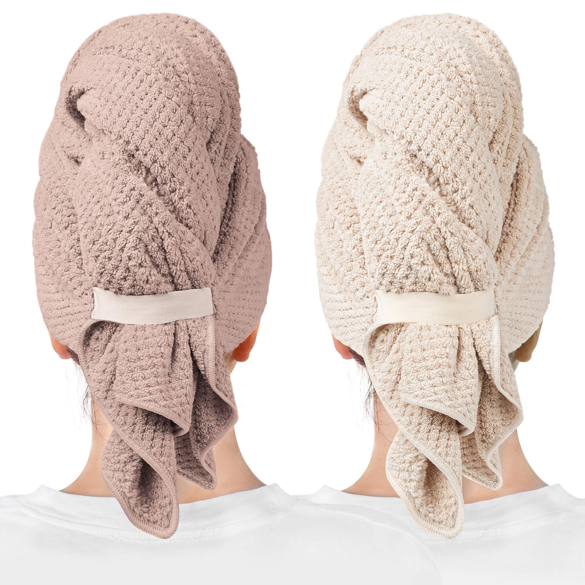 ROLSHOL serviette microfibre cheveux mauve grand format, sèche rapidement sans abîmer les longueurs
