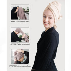 ROLSHOL turban séchage rapide mauve maintien sécurisé pendant les routines quotidiennes
