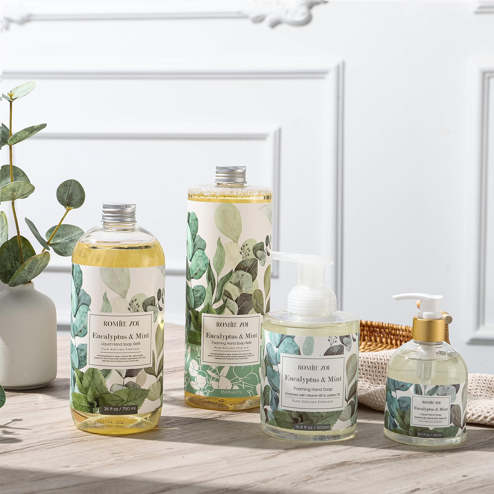 ROMIIE ZOI: flacon refill pratique pour salles de bain familiales et bureaux.