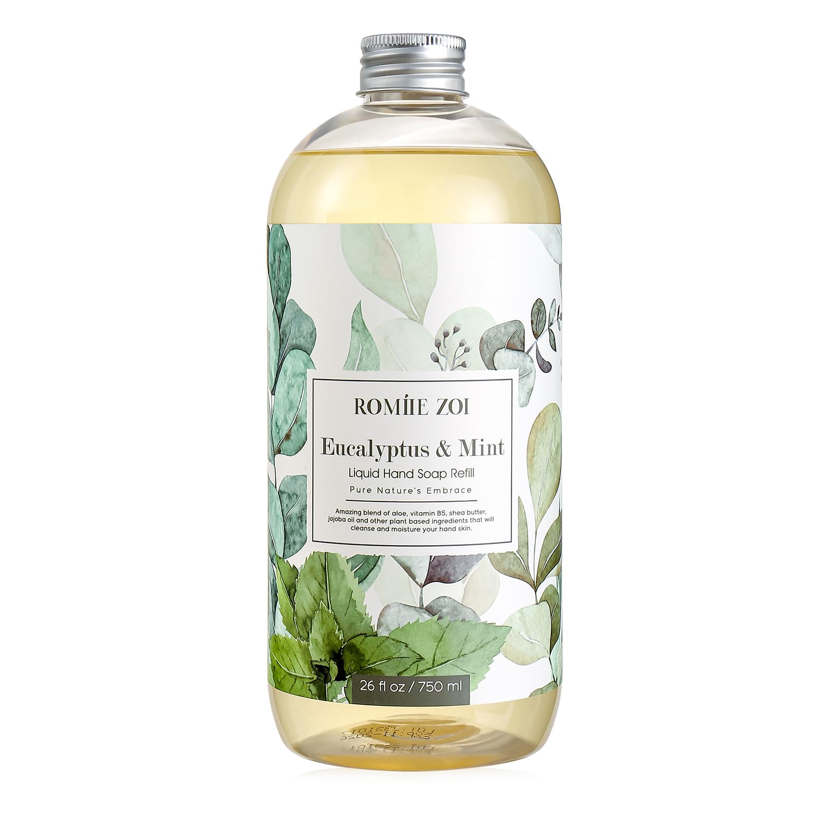 ROMIIE ZOI Recharge savon mains eucalyptus menthe, rafraîchissant et nettoyant en douceur