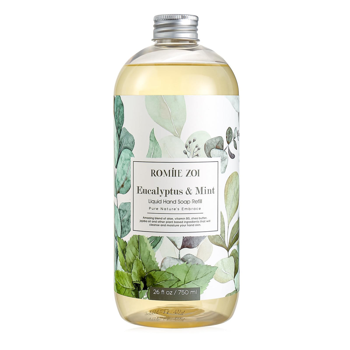 ROMIIE ZOI Recharge savon mains eucalyptus menthe, rafraîchissant et nettoyant en douceur