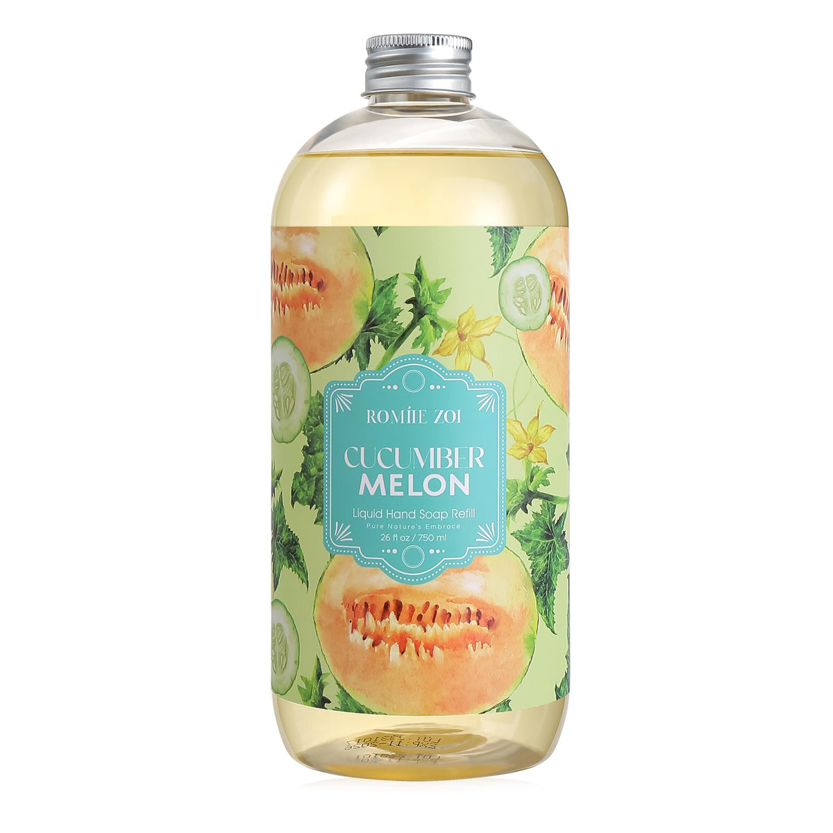 ROMIIE ZOI recharge bouteille Concombre-Melon, étiquette claire, recharge pratique et économique.