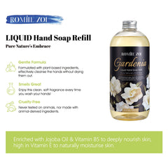 ROMIIE ZOI savon mains Gardenia; arôme apaisant et nettoyage efficace.