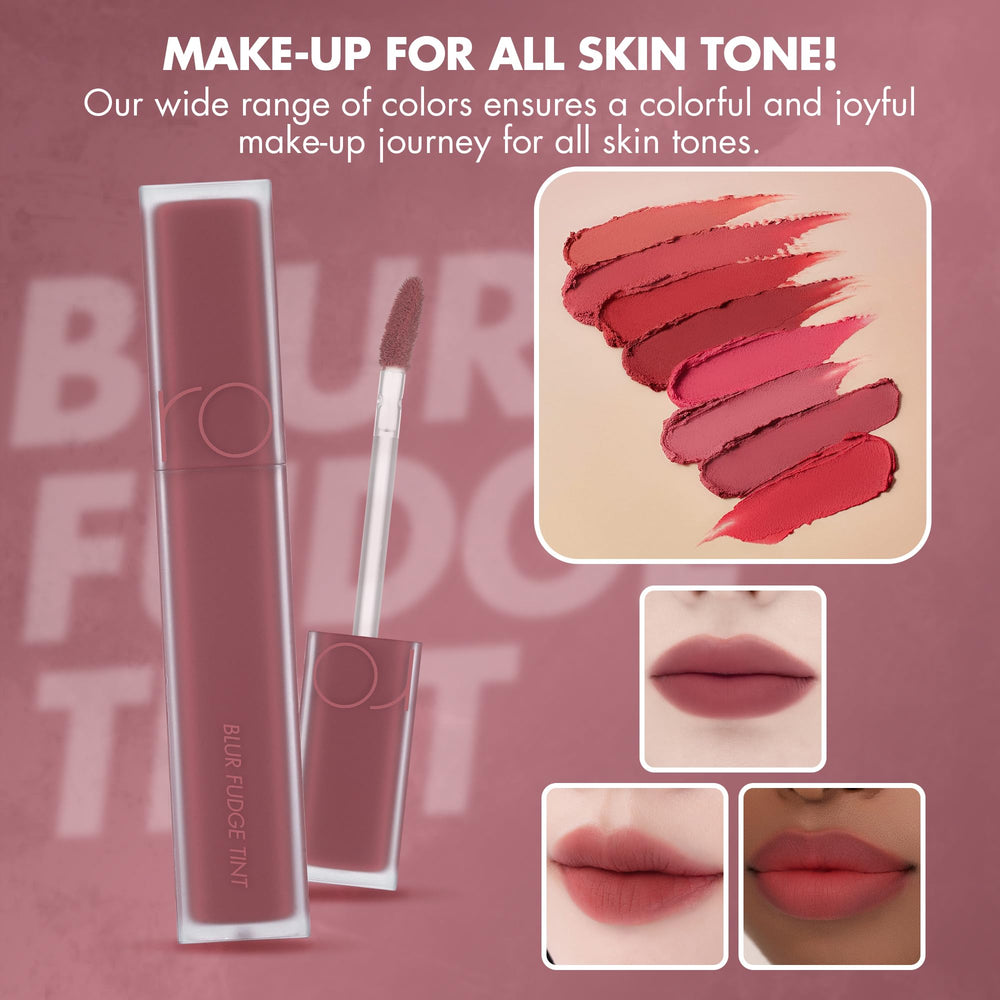 rom&nd Blur Fudge Lip Tint Rosiental — dégradé facile pour personnaliser l'intensité.