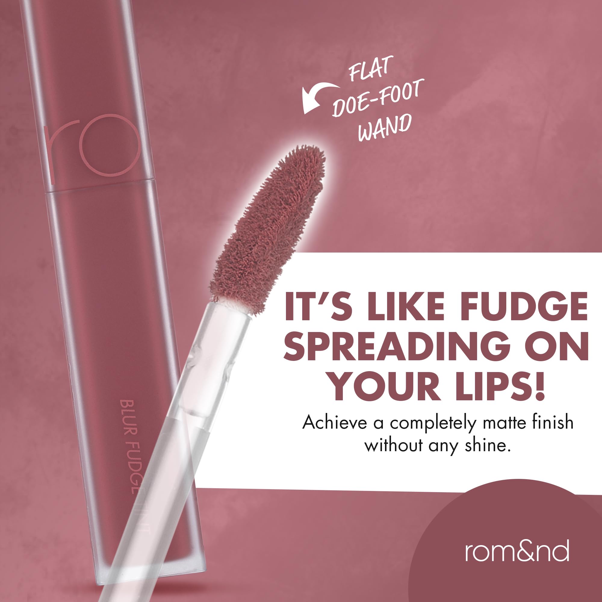 rom&nd Blur Fudge Lip Tint Rosiental — longue tenue idéale pour les journées actives.