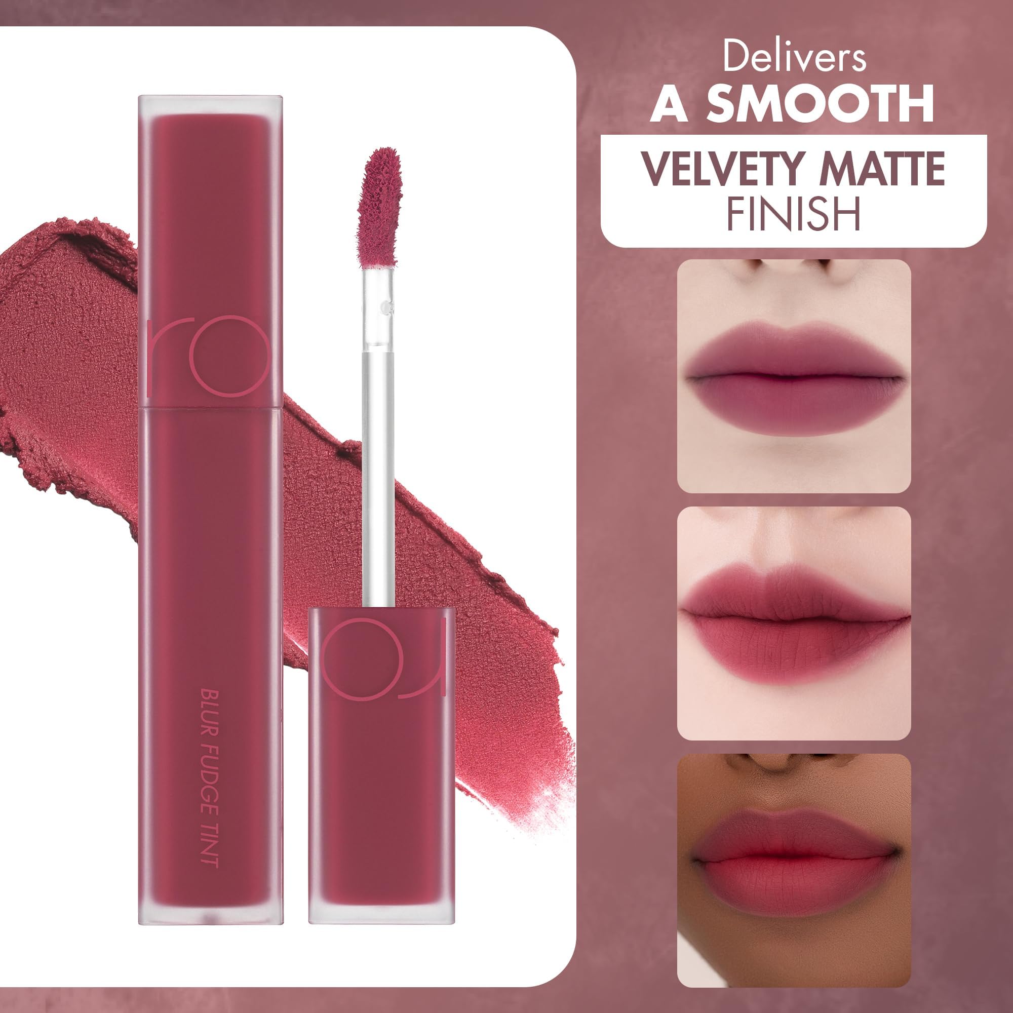 rom&nd Blur Fudge Tint 07 Cool Rose Up sur lèvres, couleur polyvalente pour plusieurs occasions.