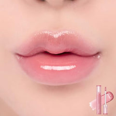 rom&nd GLASTING COLOR GLOSS 01 Peony Ballet, application lisse et fini éclatant.