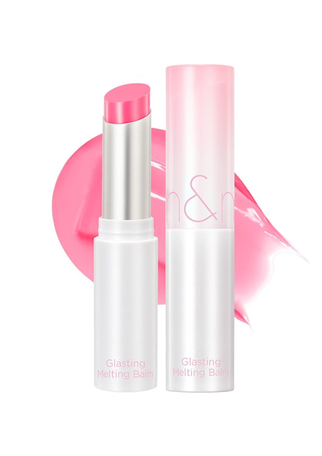 rom&nd GLASTING MELTING BALM #09 PIVOINES — flacon clair pour lèvres hydratées durablement.