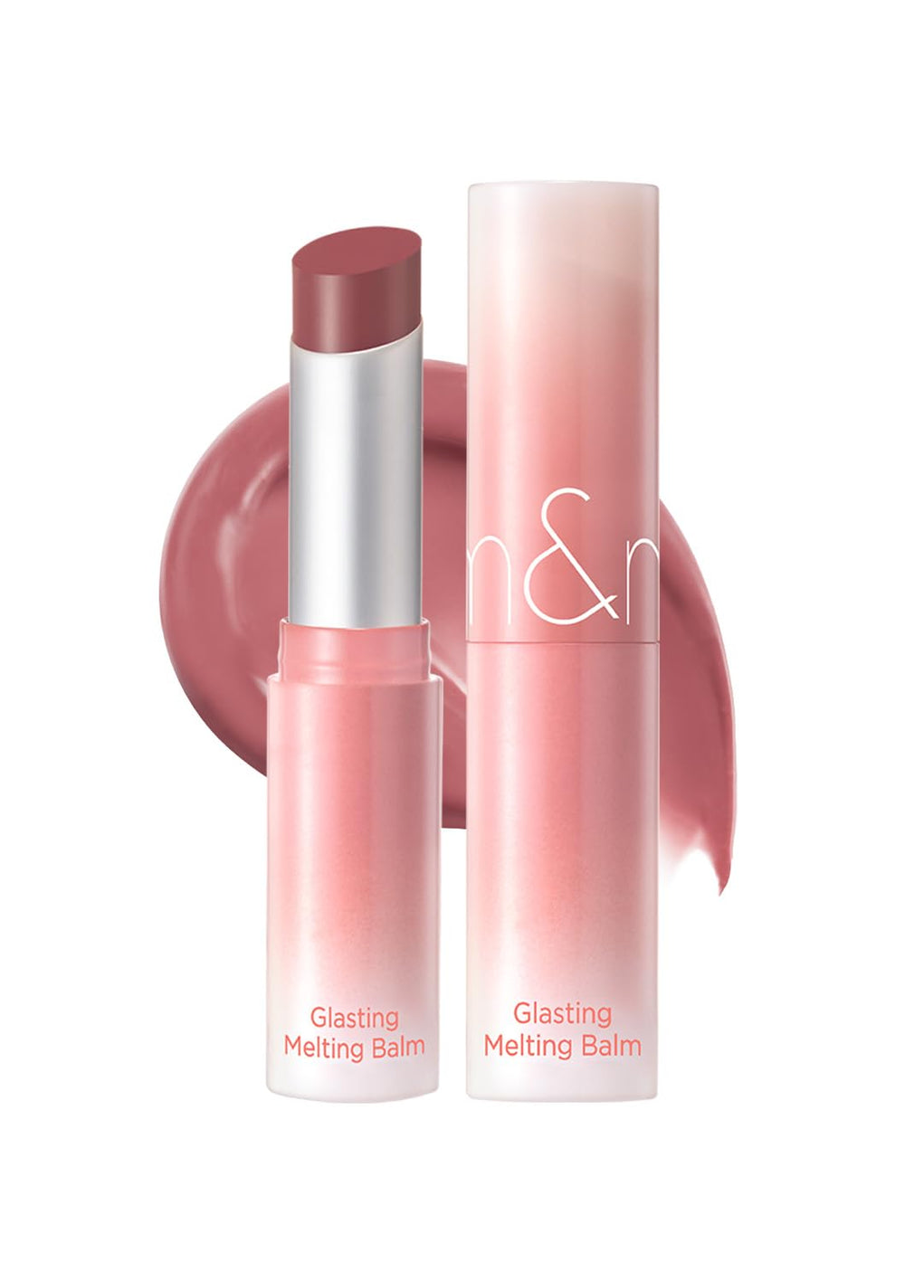 rom&nd Glasting Melting Balm #12 Veiled Rose – emballage élégant et hydratation prête à emporter.