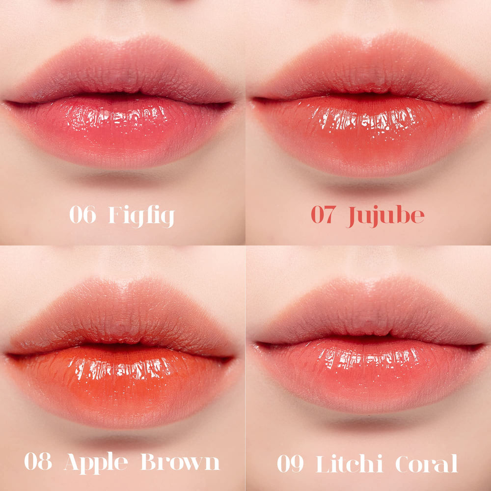 rom&nd Juicy Lasting Tint JUJUBE, texture légère et confort sur les lèvres.