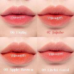 rom&nd Juicy Lasting Tint JUJUBE, texture légère et confort sur les lèvres.