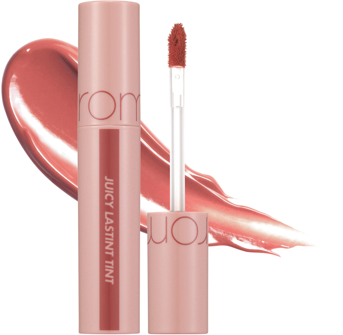 rom&nd Juicy Lasting Tint #23 Nucadamia dans sa bouteille, hydratation longue durée.