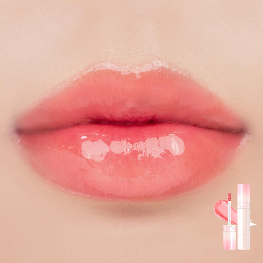 rom&nd Juicy Lasting Tint 31 Bare Apricot : application précise pour des lèvres éclatantes.