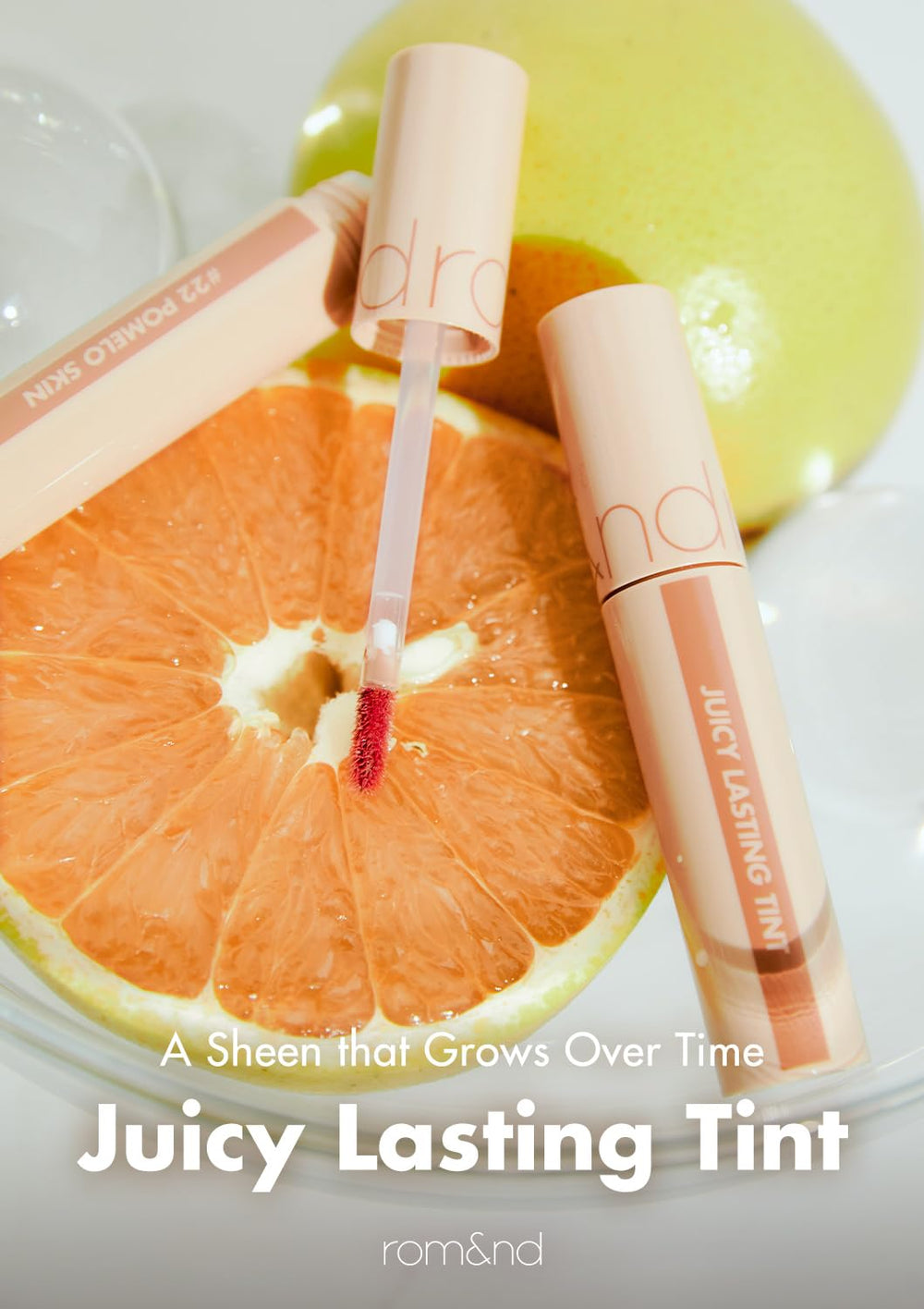 rom&nd JUICY LASTING TINT #33 BARE VINE — nuancier lèvres pour un look naturel et lumineux.