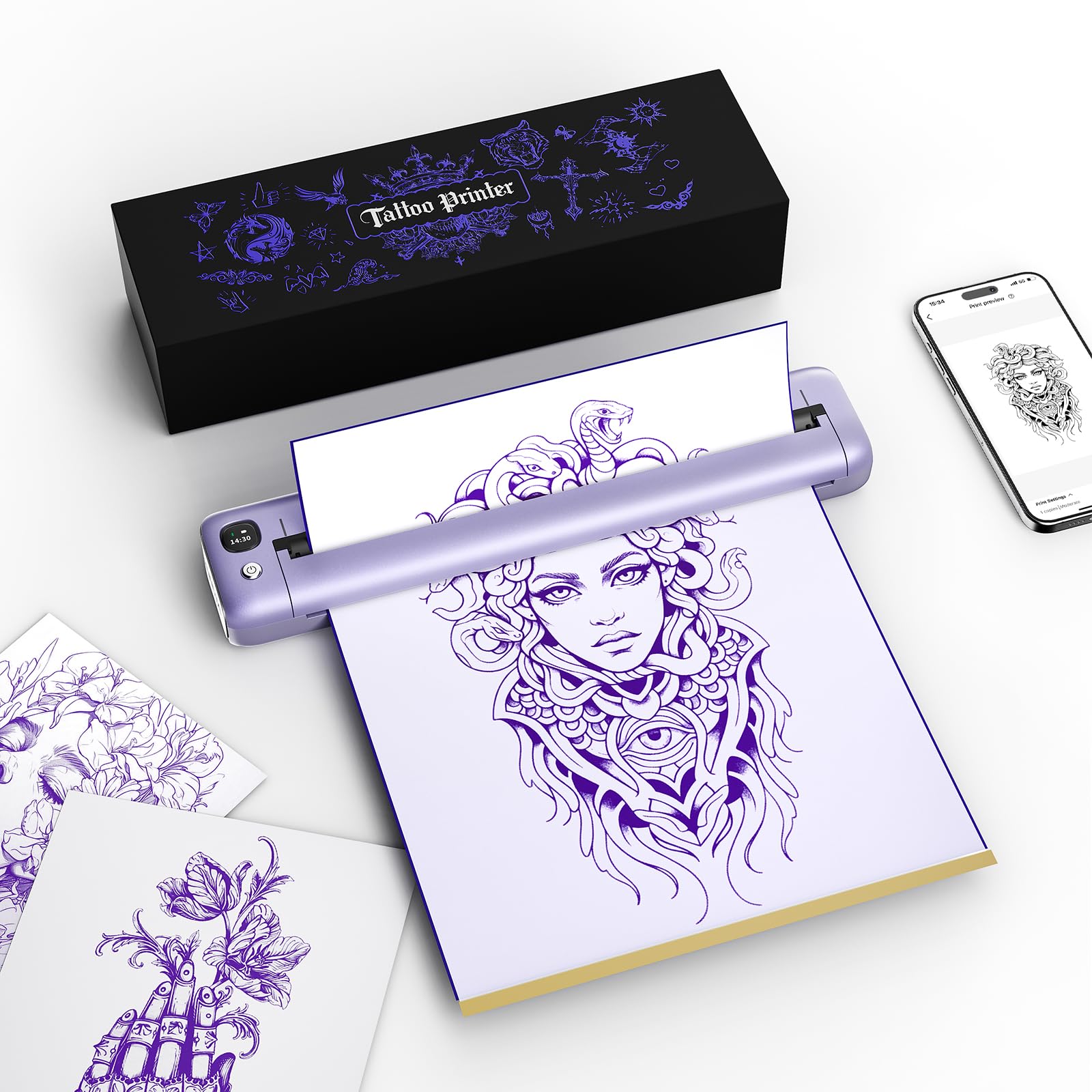 Rongta F81S imprimante pochoir tatouage violet prête à l’emploi.