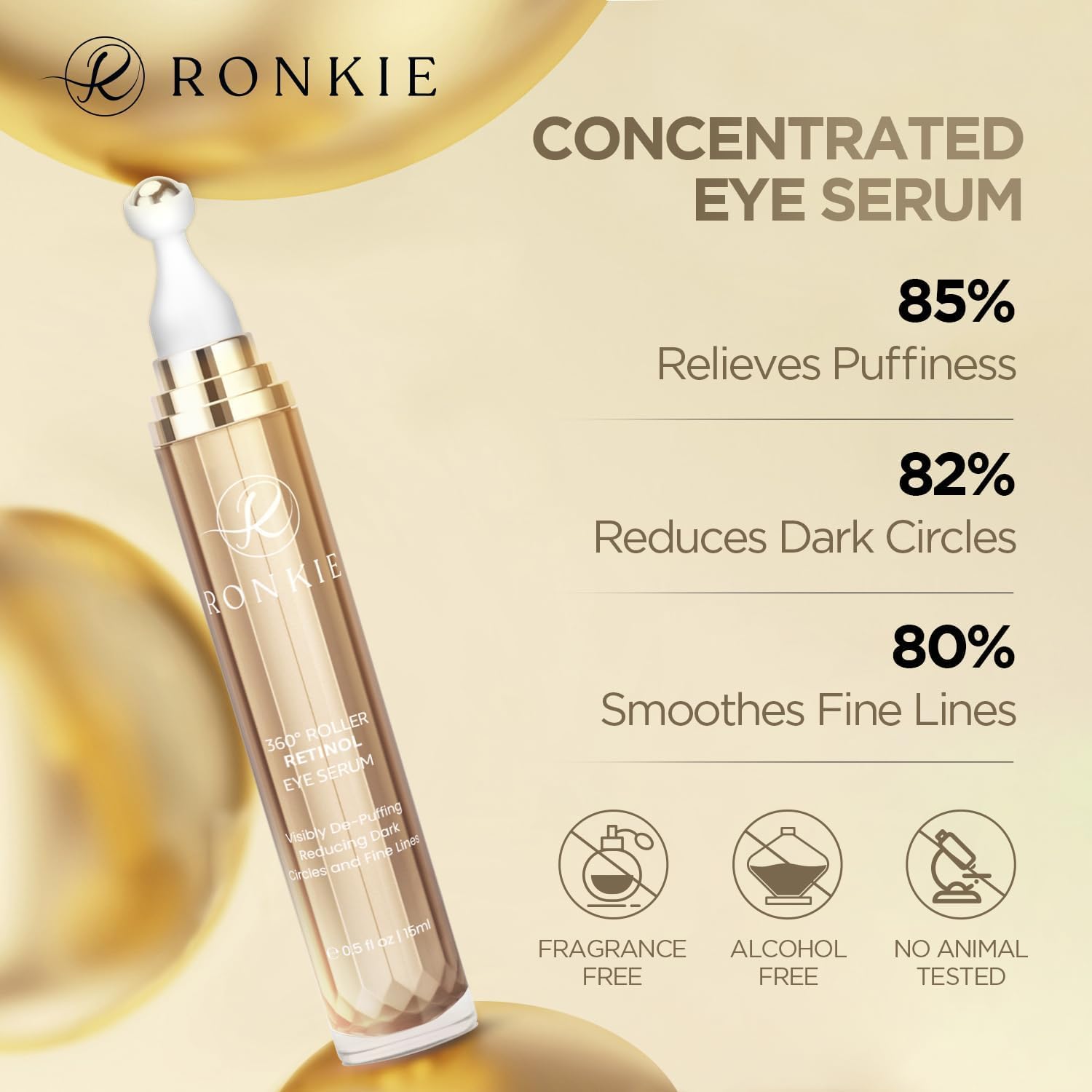 RONKIE Crème Yeux Caféine – texture douce pour hydrater et lisser le contour.