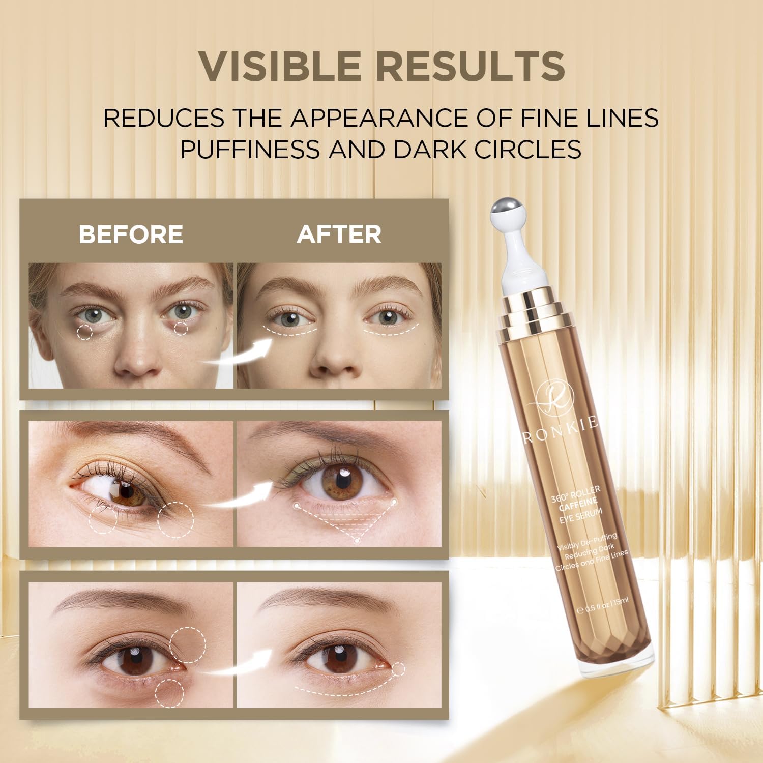 RONKIE Eye Cream Stick offre hydratation grâce à l’acide hyaluronique.