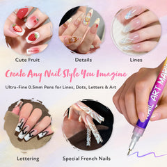 RONYUTON kit stylos ongles 12 teintes, pointe 0,5 mm.