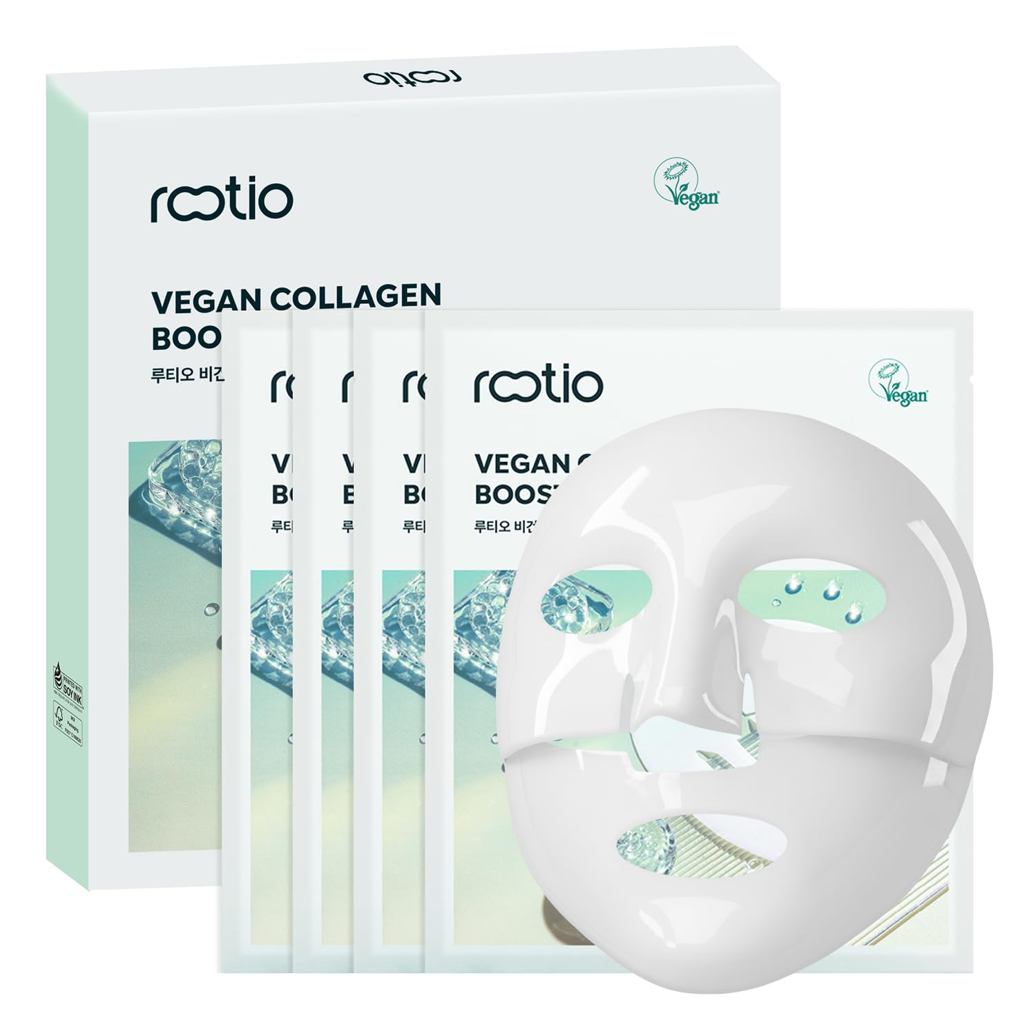 ROOTIO Masque hydrogel vegan collagen nuit, hydratation et lissage visibles au réveil.