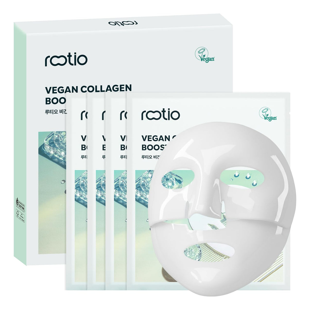 ROOTIO Masque hydrogel vegan collagen nuit, hydratation et lissage visibles au réveil.