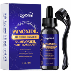 RootStim 5% Minoxidil bottle for precise application on thinning areas.