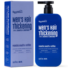 Shampoing RootStim DHT, bouteille élégante soutenant une chevelure potentiellement plus dense.