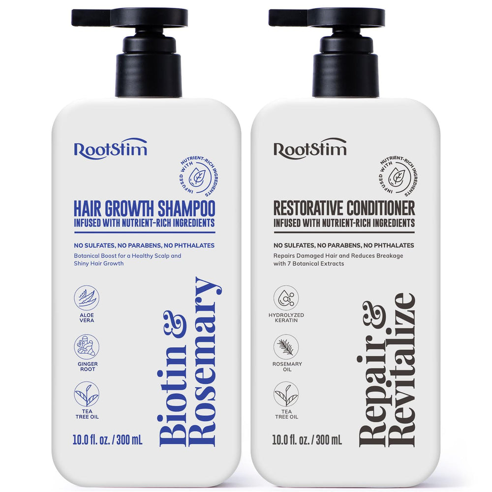RootStim shampooing romarin et biotine en bouteille pour cheveux plus forts