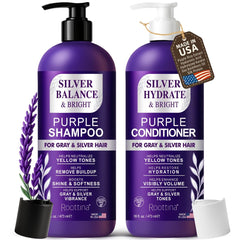 Roottina Shampoing violet en flacon, neutralise les tons jaunes et apporte brillance.