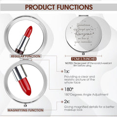 Miroir Roowest compact avec agrandissement 2x pour vérifier les détails du maquillage.