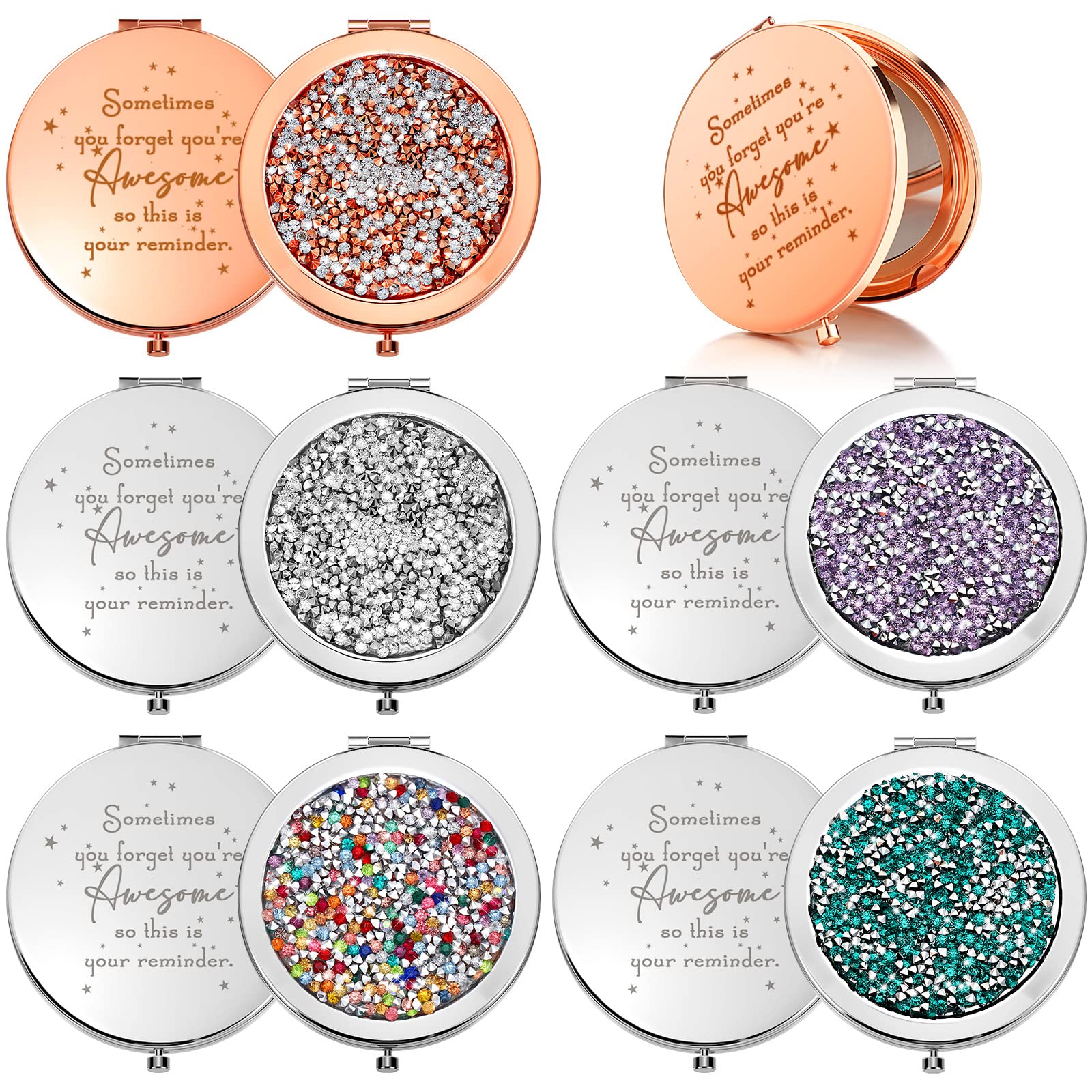 Miroir compact Roowest avec rappel positif, parfait pour remonter le moral au travail.