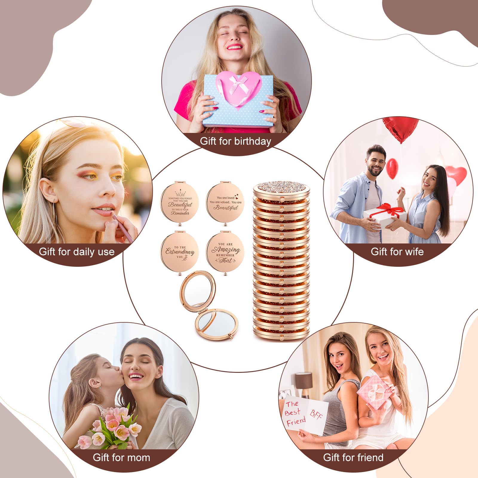 Roowest miroir de poche idéal comme cadeau pour événements et fêtes.