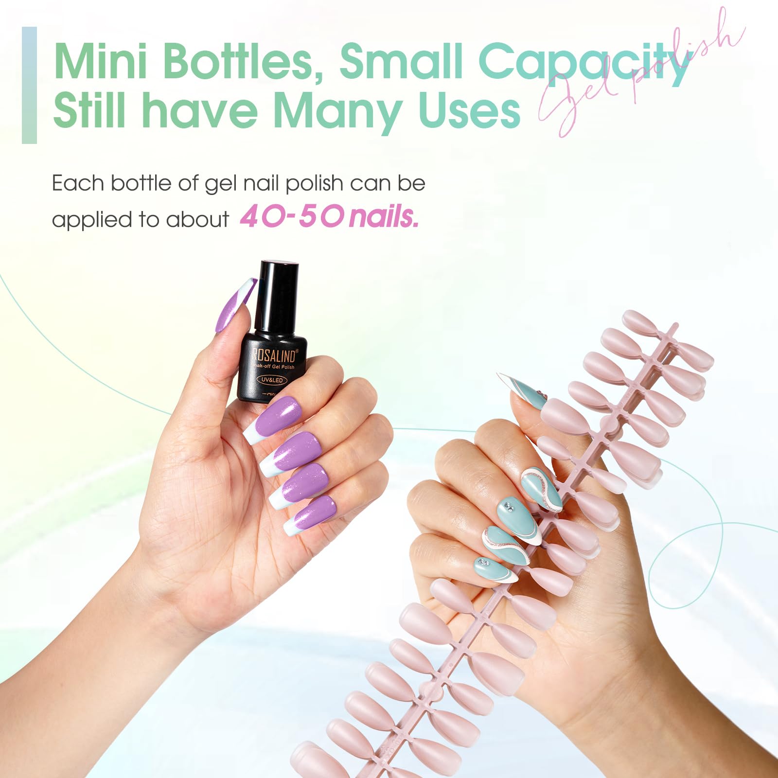 ROSALIND bouteilles 5ml compactes, rangement simple et transport facilité.