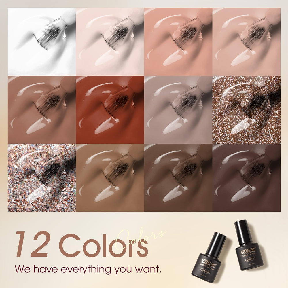 ROSALIND Vernis Gel Nude Brun en mini-bouteille, pratique et portable.