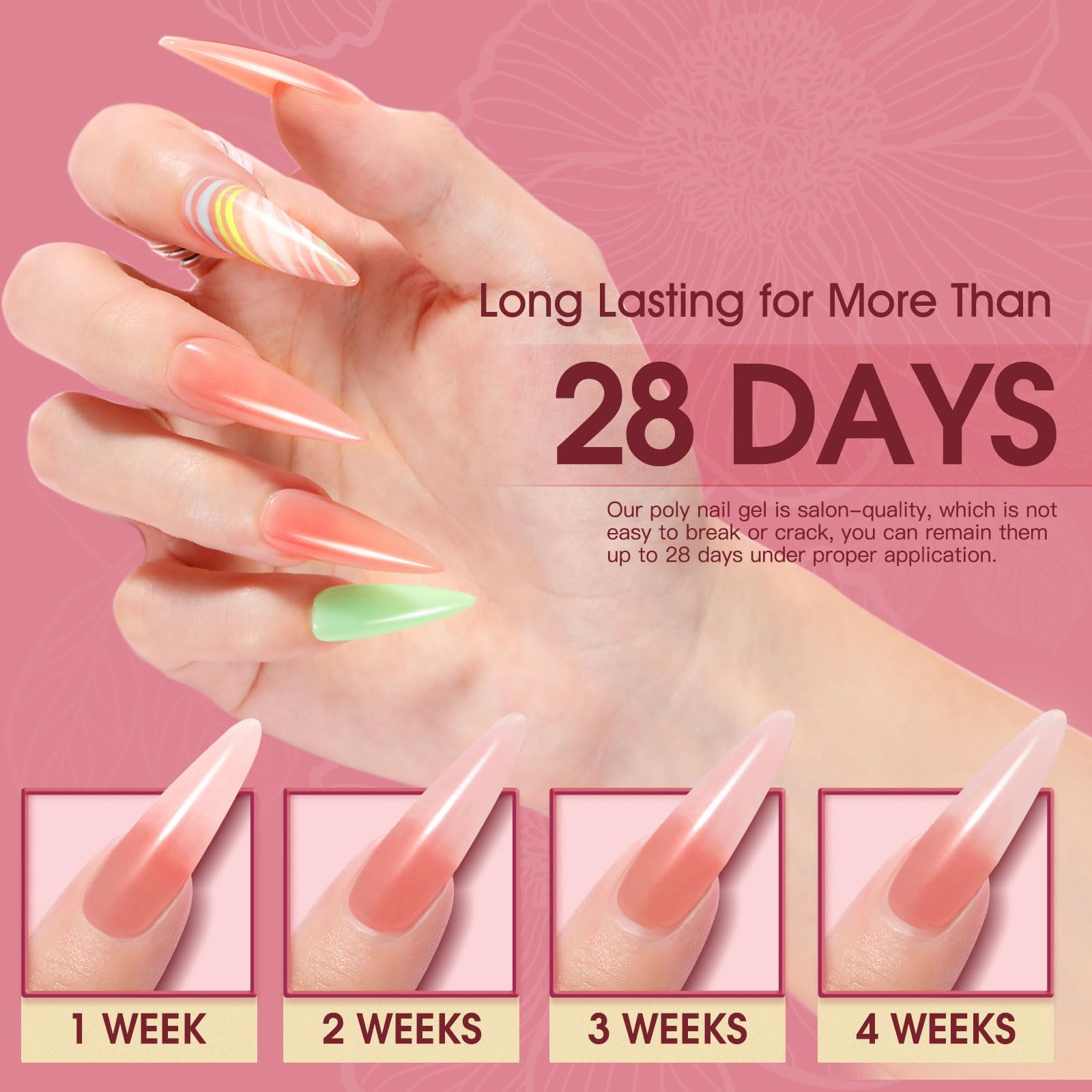 Rosalind Gel Extension Ongles Carrés: bords nets et style structuré