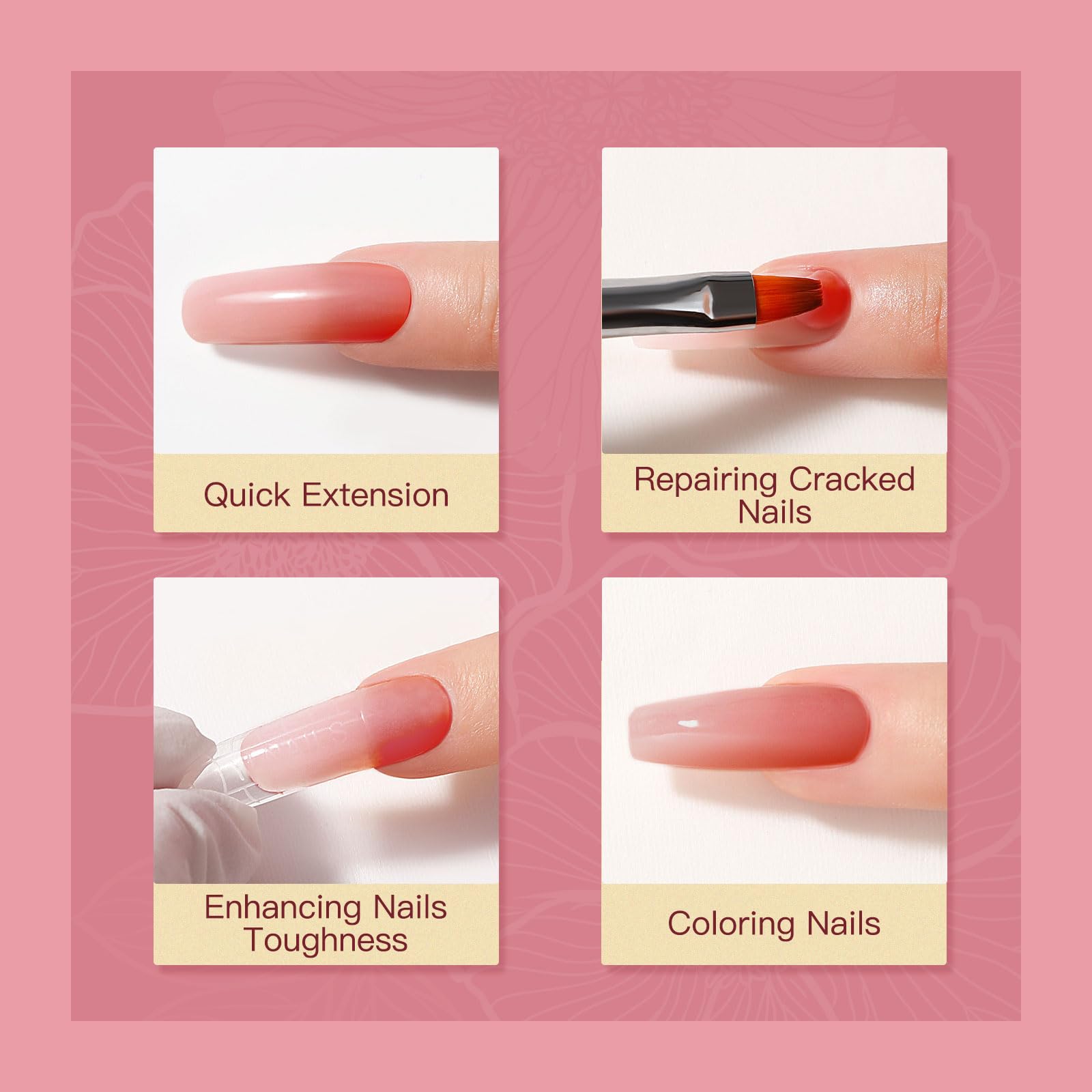 Rosalind Gel Extension Ongles Coffin: longueur et contour moderne