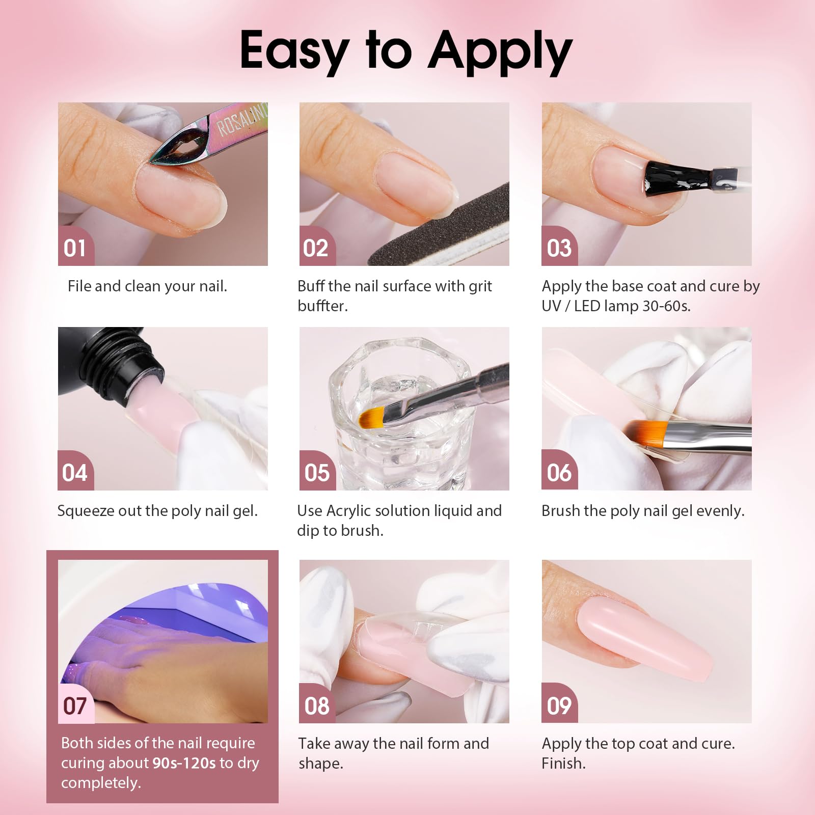 Rosalind gel-poly rouge pour accentuation d'ongle durable
